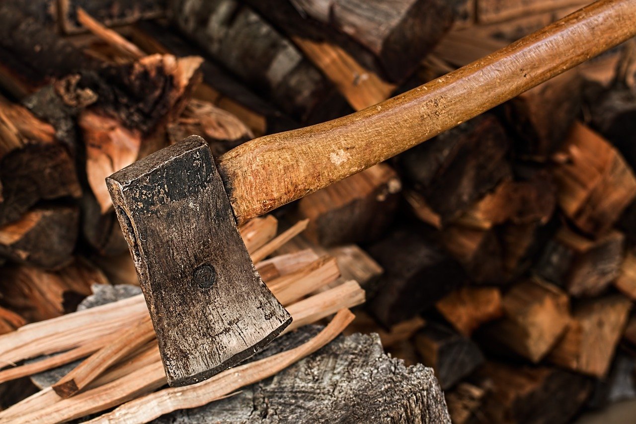 Holz spalten hält körperlich fit. Foto stevepb via pixabay