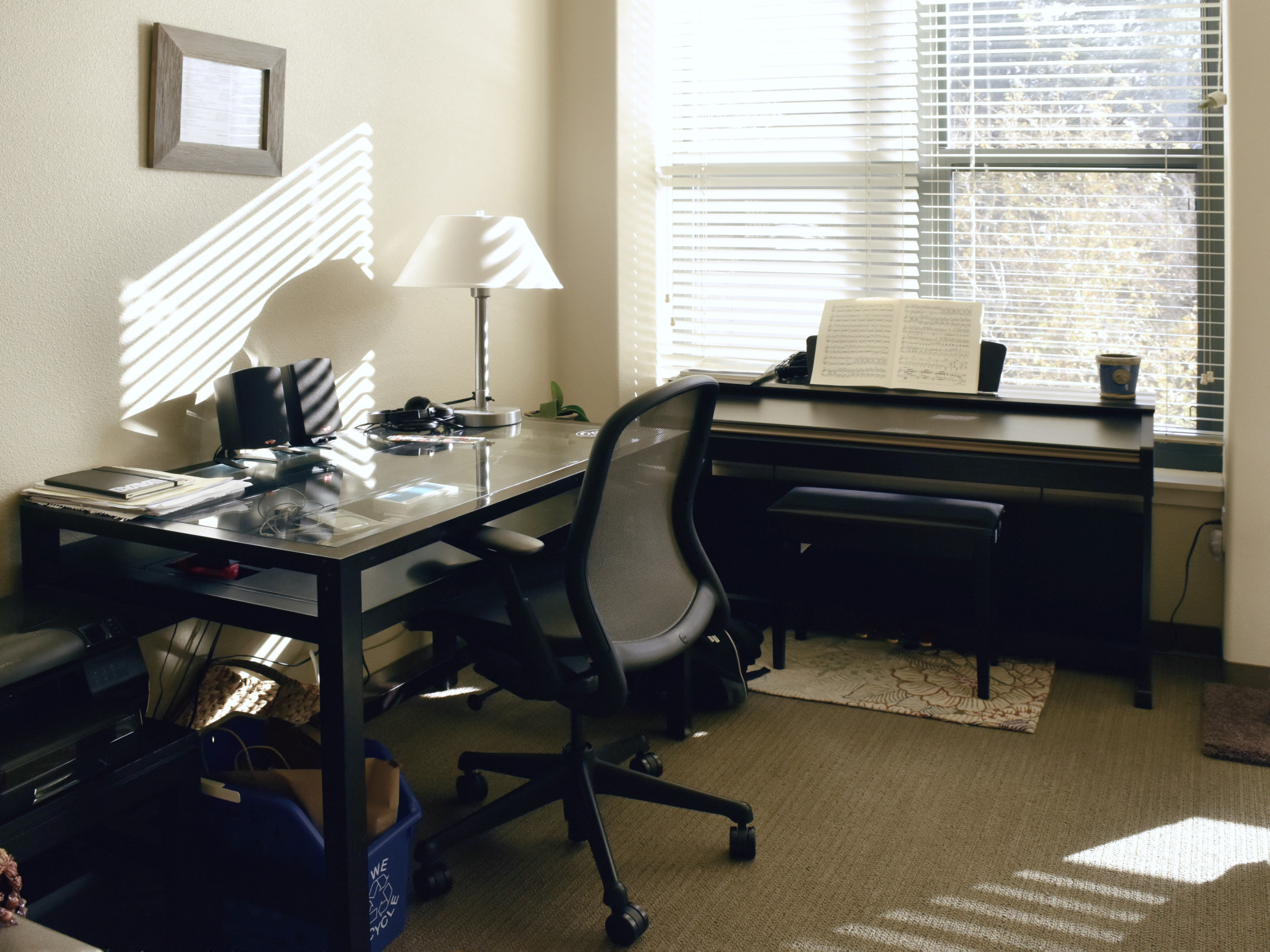 Holzjalousien und Alujalousien können auch das Home Office wohnlicher machen. Foto: Anyra via Twenty20